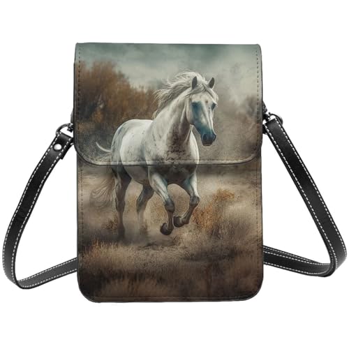 Sac à bandoulière réglable cheval en cuir pour femme et téléphone portable léger