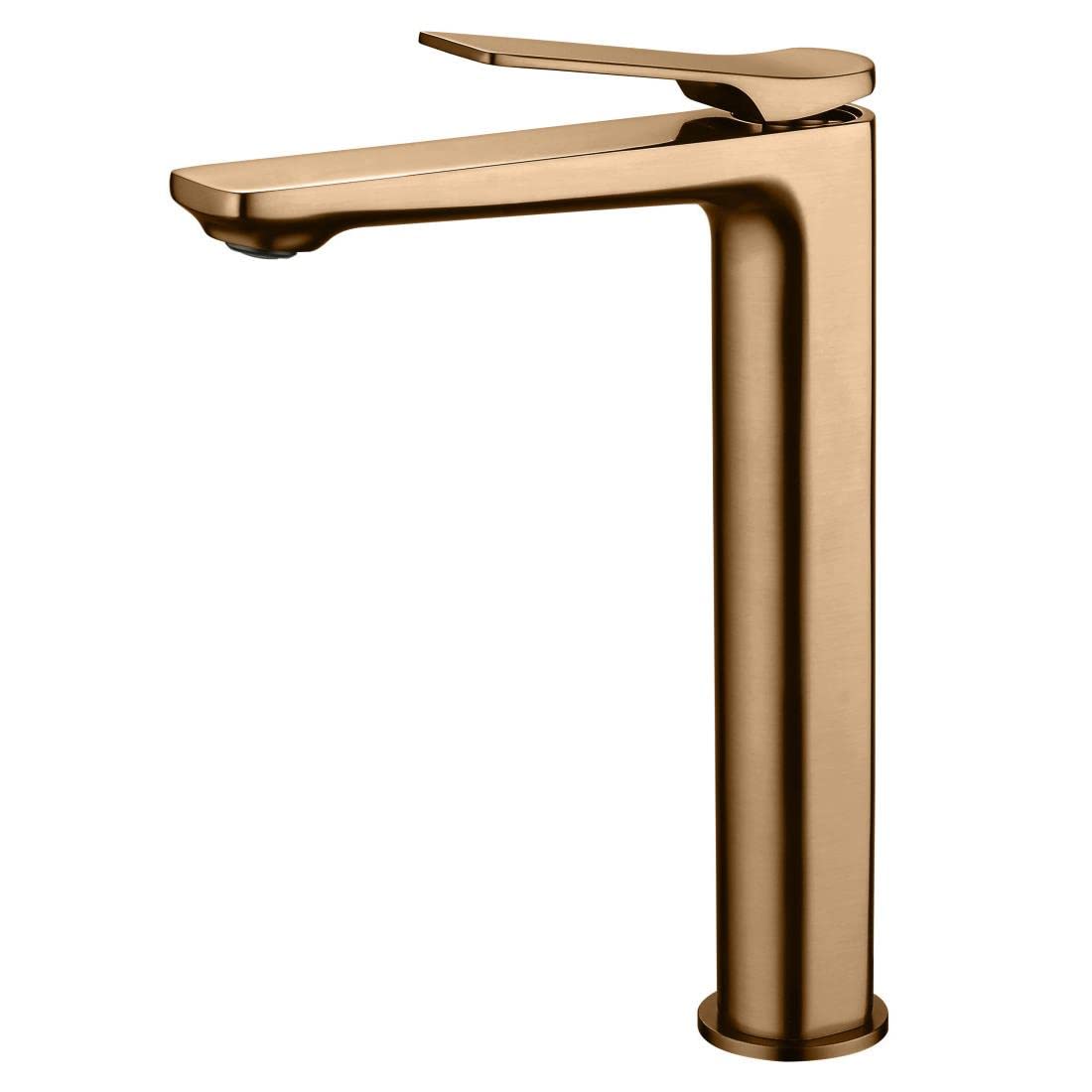 Invena Brushed Copper Tall Bathroom Sink Tap Basin Standing Faucet Mixer Single Lever