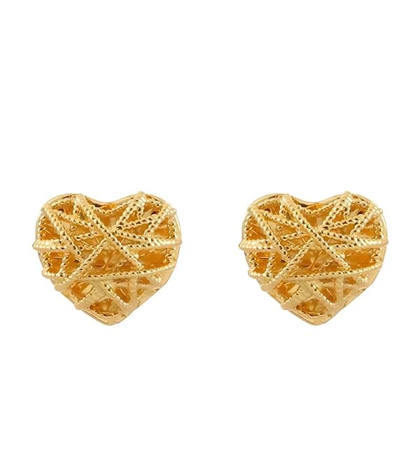 SweYone Gold Tiny Hollow Heart Stud Earrings for Women, 18K Gold Plated Minimalist Dainty Earring, Hypoallergenic Small Love Earrings for Multiple Piercings by SweYone - Used condition - US$11.36