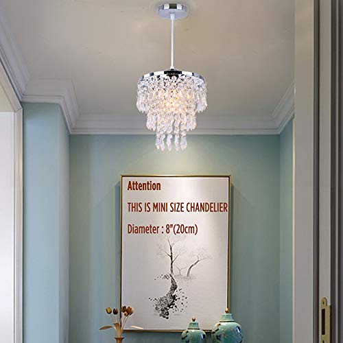 Frixchur Mini Crystal Chandelier Lighting Fixture Flush Mount Ceiling Light Shade Chrome Lampshade Crystal Pendant Light For Hallway Girls Room Closet Dining Room Bathroom E26 #TOP7