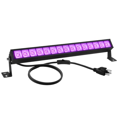 Image of 48W LED Black Light Bar Blacklight Bars with Plug and Switch Light Up 22x22ft Area for Glow Party Halloween Parties Bedroom Decorations Stage Lighting -1Pack