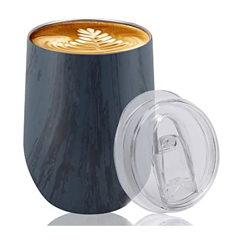Poazmron Reusable Insulated Coffee Mug, 12oz/350ml Double Walled Stainless Steel Travel Mug with Leak-Proof Lid for Ice Cold or Hot Drinking, Mothers Day Gifts for Mum (Dark Blue) Cover