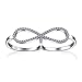 Produktbild Boho Einfach Romantisch Groß Pave Kubik Zirkonia Elegant Kubik Zirkonia Mode Aussage Cz Pave Unendlichkeit Zwei Finger Ring Für Teenager Frauen .925 Sterling Silber