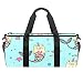 Planeten Raumschiffe Weltraum Reisetasche Sportgepäck mit Rucksack Tragetasche Gym Bag für Damen und Herren, Katze Meerjungfrau blau, 45 x 23 x 23 cm / 17.7 x 9 x 9 inch