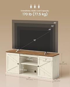 VASAGLE Farmhouse TV Stand for 65'' TV, Media Console, Sliding Barn Doors — photo 3 of 6
