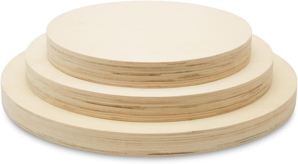 Small Unfinished Wood Craft Trays, 5 Sets of 3 Round Pouring Panels for Resin Art, DIY Décor, and Craft, by Woodpeckers