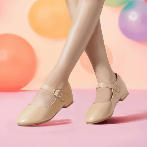 PANDANINJIA Girls Dress Shoes Patent Ballerina Flats Toddler Little Big Kid Mary Jane Low Heels Shoes2