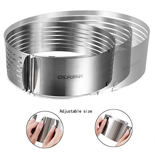 Cade Cake Leveler-Cake Slicer -Cake Mold Adjustable Stainless Steel Cake Ring-Cake Layer Slicer (Silver) #TOP1