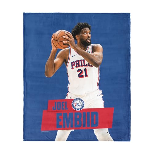 Northwest Philadelphia 76ers Joel Embiid NBA Silk Touch Throw Blanket 50x60 inches