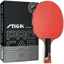 STIGA Pro Carbon + Raptor Performance-Level Table Tennis Rackets with Carbon Technology for Tournament Play - 7-ply Blade with Flared Handles - 2mm Sponge for Enhanced Control and Speed