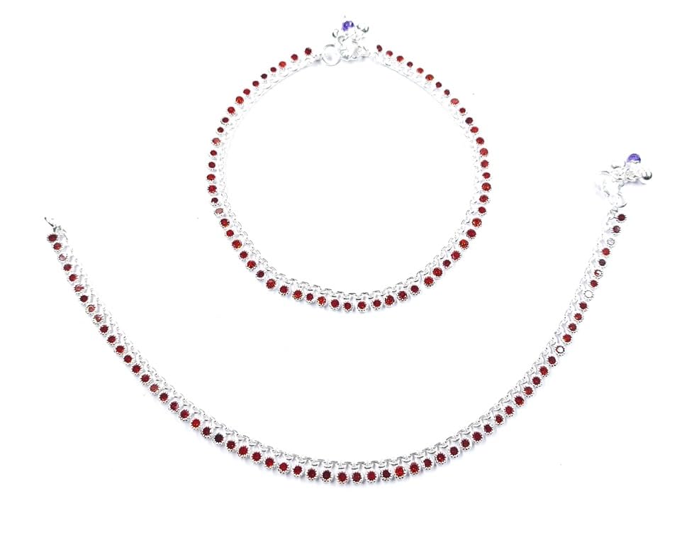 Shree Shobha Collection Silver Anklet Payal Jewelry For Womens Size-10.5 Inches Weight-23Gm (Modern, 10.5)