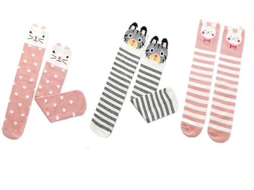 Girls Knee High Socks Long Boot Crazy Fun Cute Tall Animal Socks