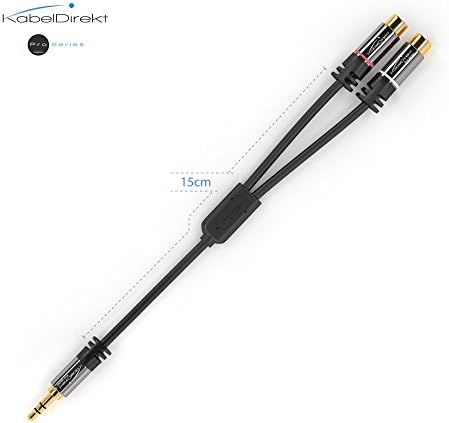 KabelDirekt  0.2m 3.5mm to RCA Adapter (Adapter 2 x RCA female to 3.5mm male) PRO Series