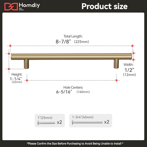 Image of homdiy 2Pack 6-1 /4in Cabinet Handles Champagne Bronze Kitchen Cabinet Pulls Drawer Pulls for Dresser Drawers