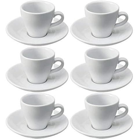 Viva-Haushaltswaren - 6 dickwandige Espressotassen aus weißem Porzellan 2. Wahl Cover