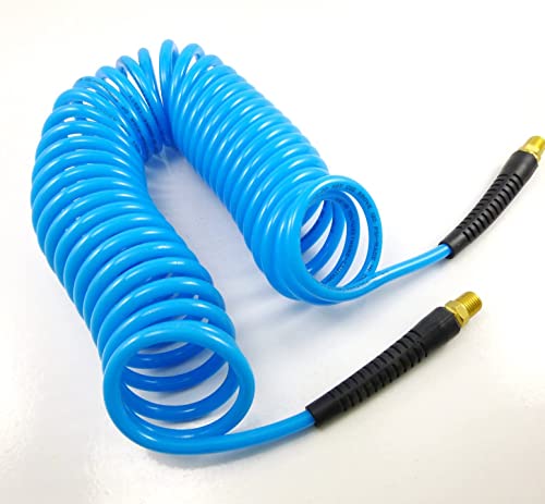 Dp Dynamic Power 25 Feet Polyurethane Recoil Air Hose With 1/4" Mnpt Swivel Ends And Bend Restrictor Fittings (120 Psi) #TOP2