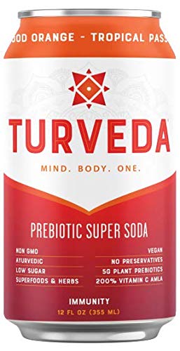 Turveda Prebiotic Super Soda - Immunity with Blood Orange, Passion Fruit & Amla (8 Pack)