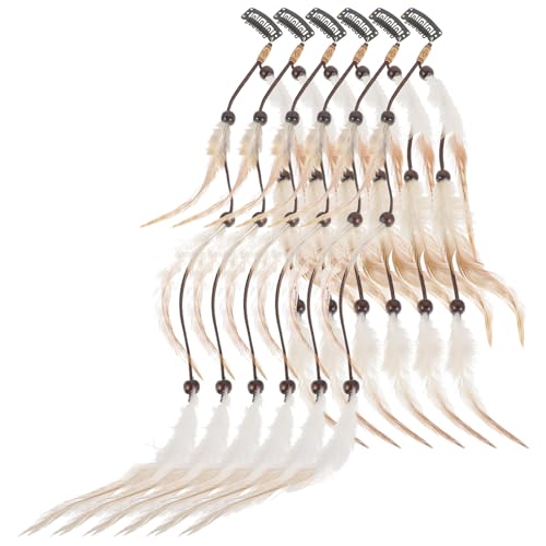 Extensiones de cabello clip vintage Alipis con plumas étnicas para peinados de mujer