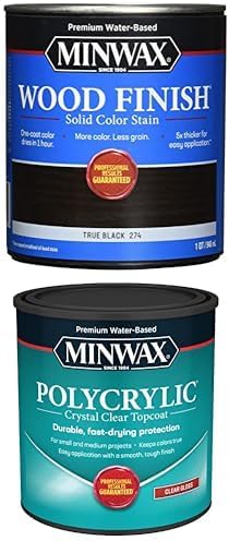 Bundle of Minwax® Wood Finish® Water-Based Solid Color Stain, True Black, 1 Quart + 1 qt Minwax 65555 Clear Polycrylic Water-Based Protective Finish Gloss