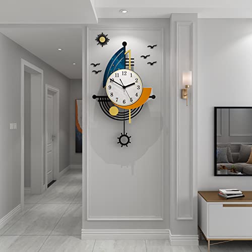 YISILE Modern Wall Clock Battery Operated 23 Inch Large Boat Design Pendulum Wall Clocks for Living Room Decor 3D Silent Clock Wall Decor Sticker Non Ticking for Bedroom Office Home Kitchen Decoration - Image 4