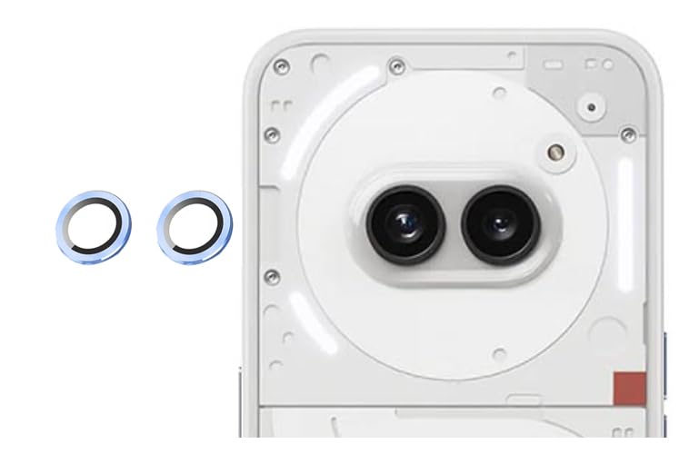 Image of imluckies Camera Ring Lens Protector (Aluminum with Tempered Glass) Compatible for Nothing 2A - Blue (Pack of 2 rings)