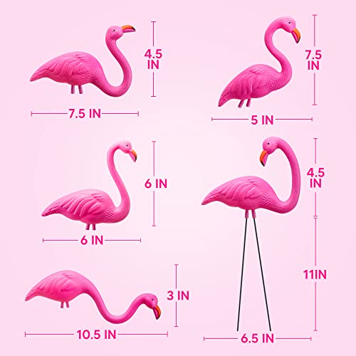 Joyin 10 Pack Small Yard Flamingos Ornament Stakes, Mini Pink Flamingo Yard Decorations, Mini Lawn Plastic Flamingo Statue With Rubber Coating Metal Legs For Outdoor, Garden, Luau Party Gift (3-10In) #TOP4