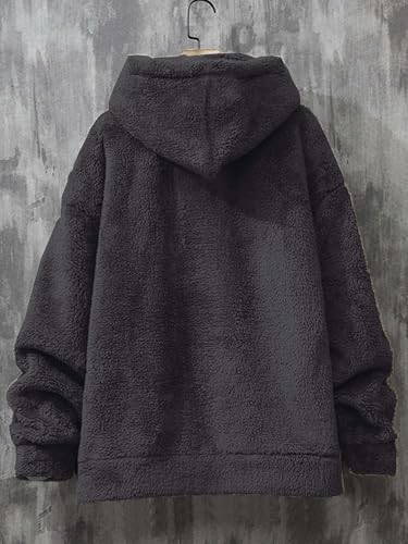 Image of Men Full Sleeve Solid Sherpa Fur Hoodie Sweatshirt | Cozy Fluffy Soft Handfeel Winter Speacial Faux Fur Hoodie