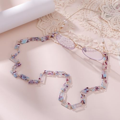 Image of kkjoy Acrylic Glasses Chain Colourful Squares Beach Holidays Sunglasses Holder Strap Eyeglass Lanyards for Women Men