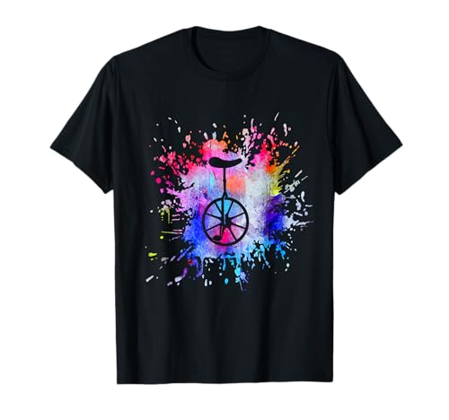 Einrad Bike T Shirt - Farbklecks Tee T-Shirt