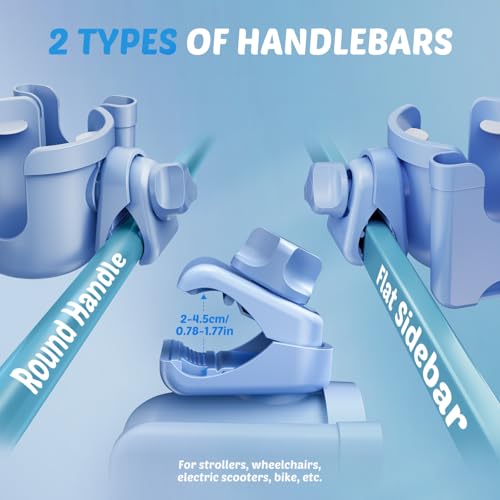 Image of Stroller Cup Holder with Phone Holder, Accessories for Walker Wheelchair | Universal Cup Holder for Bike /Rollator /Scooter Accessories, Fit Uppababy, Nuna, Doona Stroller, Baby Registry Search