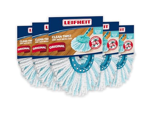 Image of Leifheit Clean Twist Disc Mop Ergo Micro Duo Replacement Head Set of 5