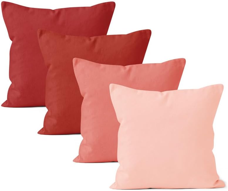 Encasa Cotton Throw Pillow Covers Set of 2 I 16x16 in (40x40 cm) - Grey I No Insert I Plain Square Pillowcases I Machine Washable | Indoor Use Only
