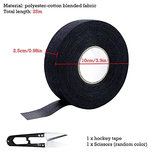 LBING Schläger Tape Hockeyschläger Tape 25M Rutsch Griffband Sporttape Eishockey Griffband Schlägertape Mit 1 Stück Schere (Schwarz)