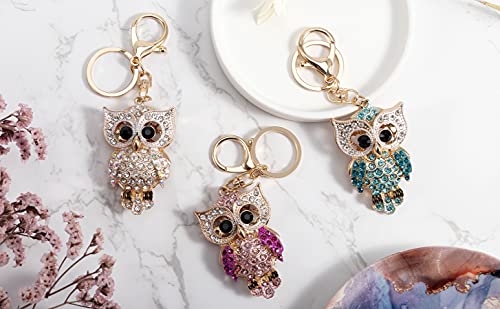 Beshiny Keychains For Women Owl Rhinestone Cute Animal Car Key Chains Ring Purse Charms Handbags Bag Backpack Tote Pendant Accessories Girls Kids Gifts #TOP3