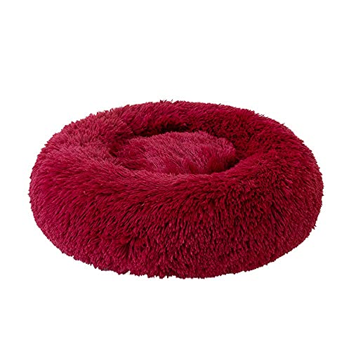 Aoresac Panier pour Chien, Lit Coussin Rond pour Chat, Canapé Donut Moelleux Confortable pour Toutes Tailles Les Chien Chat, Tissu Peluche