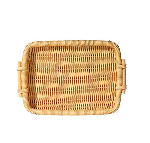 Panier de pique-nique tissé et plateau de rangement de bureau avec poignées