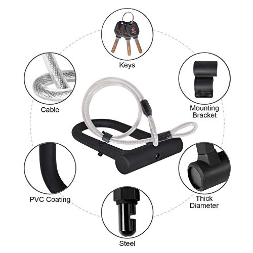 Bike U Lock 18Mm Heavy Duty Security U Cable Bicycle U Lock With U Shackle Secure Locks And Sturdy Mounting Bracket For Road Bike Mountain Bike Electric Bike Folding Bike #TOP3