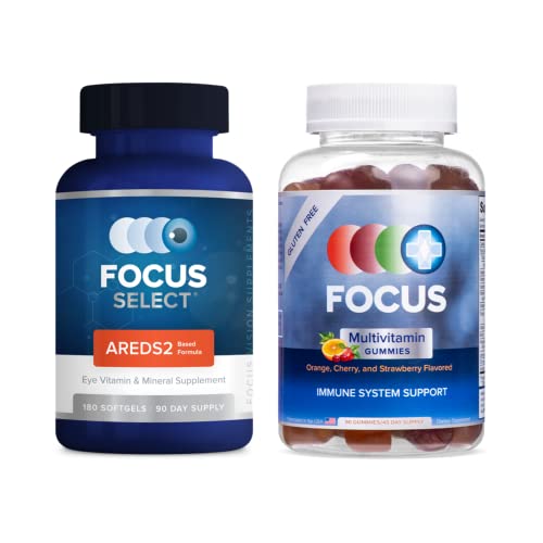 Image of Focus Select AREDS2 Based Eye Vitamin & Focus Multivitamin, Daily Vitamin Variety Pack, Support Overall Health, Eye Vision Supplement Vitamin 90 Day Supply & Flavored Multivitamin Gummy 45 Day Supply