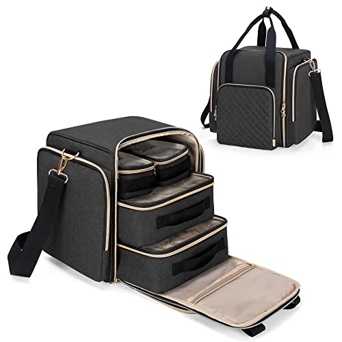 LUXJA Travel Makeup Bag with 4 Inner Removable Makeup Cases, Black by LUXJA - Used condition - US$32.96
