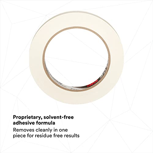 Image of 3M General Use Masking Tape 201+, Crepe Paper, Tan, 12 mm x 55 m, 72 /Case | 4.4 mil, Low Unwind, Clean Removal, Easy Tear, Resist Slivering