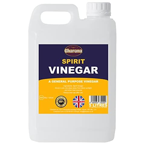 Gharana Swaad Ka Khazaana Spirit White Vinegar (5% Acidic) Perfect for Cleaning, Weed Killing, Pickling, Marinating & Cooking - Distilled Produced In The UK 100% VALUE PACK, 5L (Pack of 1) Cover