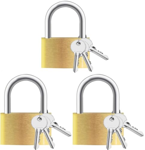 (34 Pieces) Padlock Lock Set with Key, 3-Piece Stainless Steel Storage Lock Set, 2-3/4 inches (3/8 inches, 3#) for Storage Unit, shed, Garage and Fence.(SUO-5)