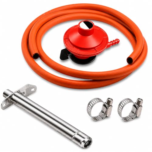 Image of ISI Gas Regulator with Gas Pipe and Free Gas Lighter Free 2 Clamps Hose Pipe pin