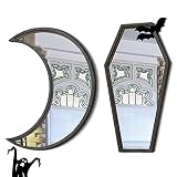 2 Pieces Tiny Coffin Mirror Moon Mirror Cute Goth Room Decor Mirror Spooky Gothic Decorative Mirror