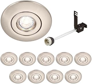 National Lighting Spotlight Hole Converter, Recessed Matt White Ceiling Lights, GU10 Halogen or LED, Dimmable Downlights Conversion Kit 65mm-125mm IP20 Rated - Pack of 4