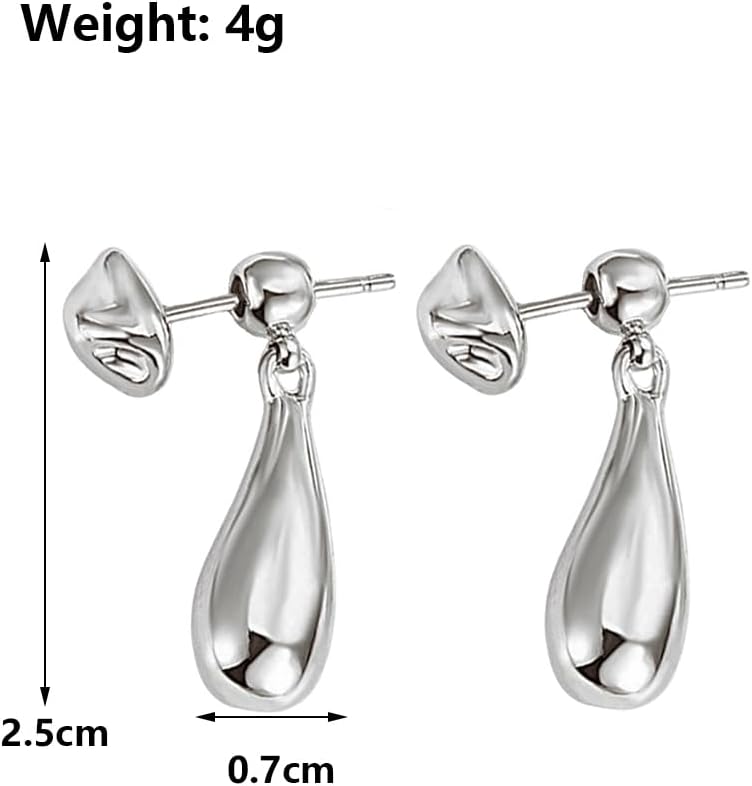 Chunky Teardrop Dangle Earrings for Women,Gold Waterdrop Dangling Earrings,Big Teardrop Statement Earrings - Image 3