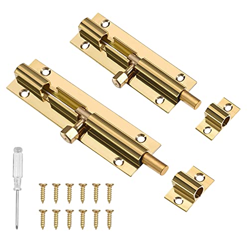 MENGON 2pcs Perno de barril latón Pestillo de puerta interior con perno de tornillo bpestillo de bloqueo para puerta de seguridad hogar dormitorio baño (5cm 8cm) Cover