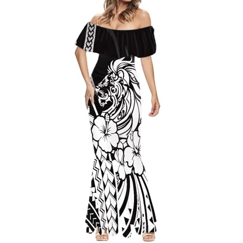 Image of Polynesian for Women S-7XL Off Shoulder Maxi Dress Hawaiian Summer Dresses