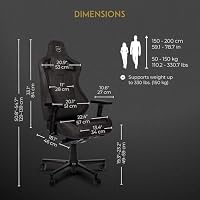 noblechairs Epic TX Gaming Stuhl, Bürostuhl, Schreibtischstuhl, Atmungsaktives Textilgewebe, Kopf- und Lendenstütze, Entwickelt für Nutzer bis 120 kg, (Anthrazit, Textilgewebe) – Ansicht 2