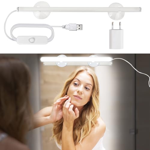 LED Schminklicht, Tragbare Schminkleuchte mit Saugnapf Schminktisch Lampe Schminklampe Spiegellampe Schminktisch Beleuchtung Spiegelleuchte Spiegellicht Lampe Tageslicht (White)